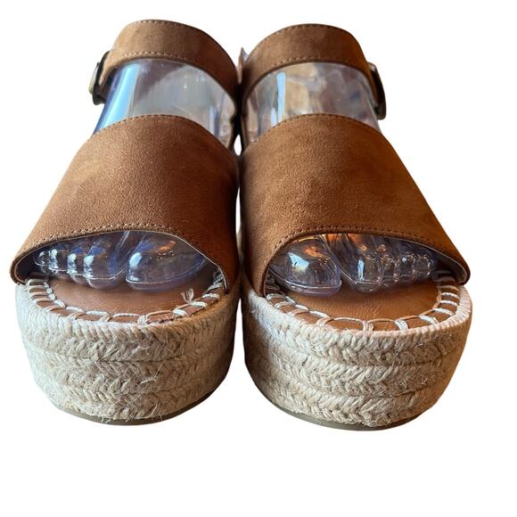 Seychelles Platform Wedge Sandals Size 7 Tan Suede Like Espadrilles Slingback - Picture 4 of 8